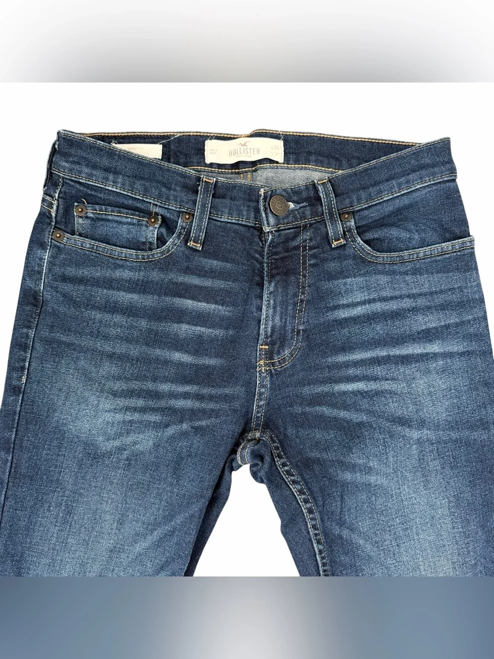 Hollister Jeans Mens 28x30 Skinny Fit Stretch Blue Med Wash Denim Y2K Streetwear